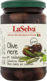 Musta oliivi suolaliemessÀ BIO 310 g LASELVA